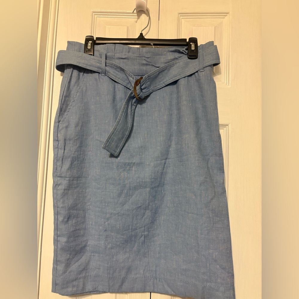 Ann Taylor Light Blue Pencil Skirt with Belt NWT